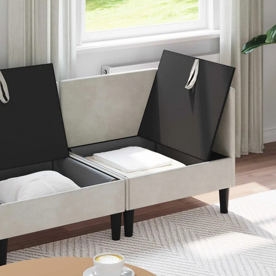 Ensemble de meubles pour le salon 3 pcs Crème Velours - 3