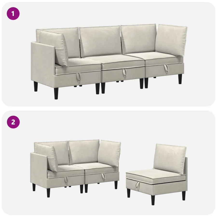 Ensemble de meubles pour le salon 3 pcs Crème Velours - 8