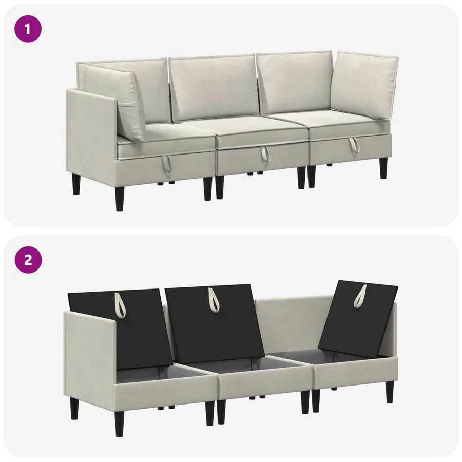 Ensemble de meubles pour le salon 3 pcs Crème Velours - 9