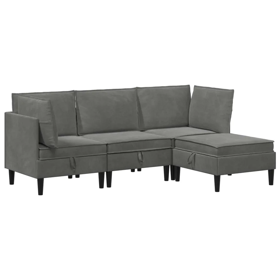 Ensemble de meubles pour le salon 4 pcs Gris foncé Velours - 2
