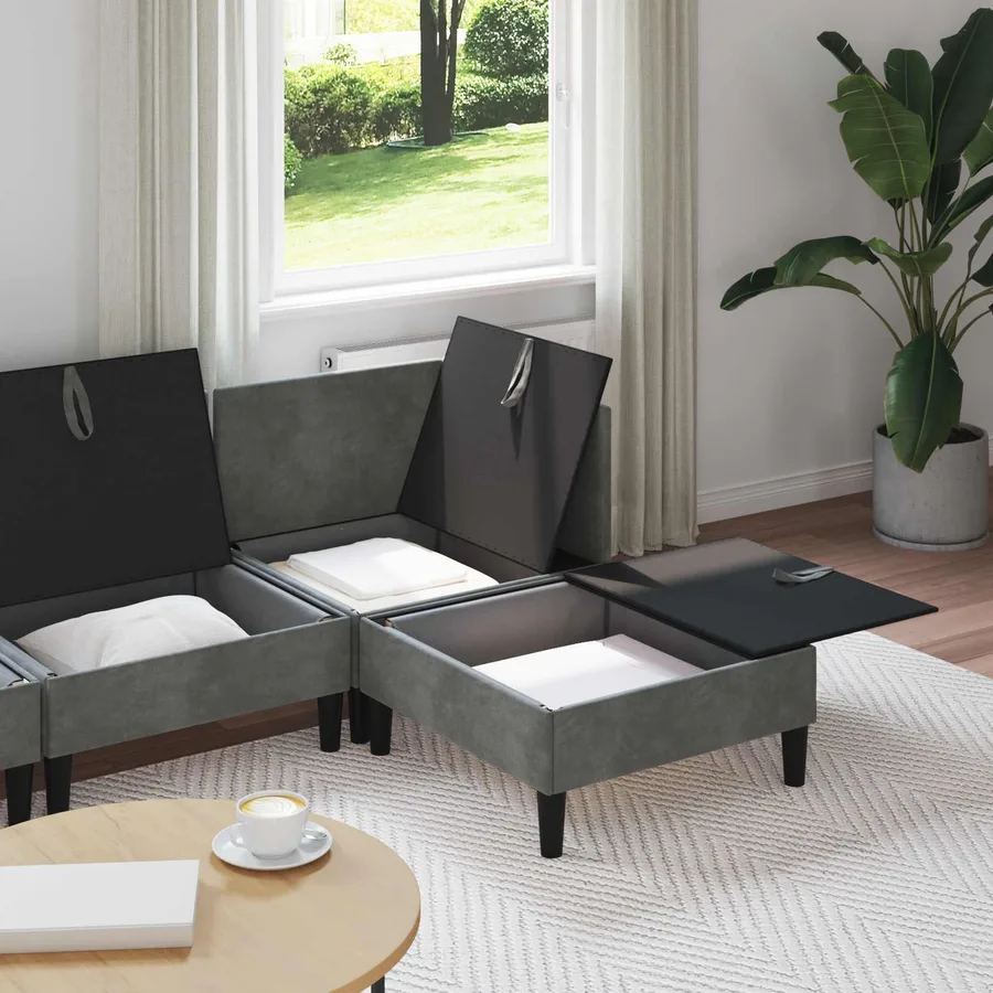 Ensemble de meubles pour le salon 4 pcs Gris foncé Velours - 3