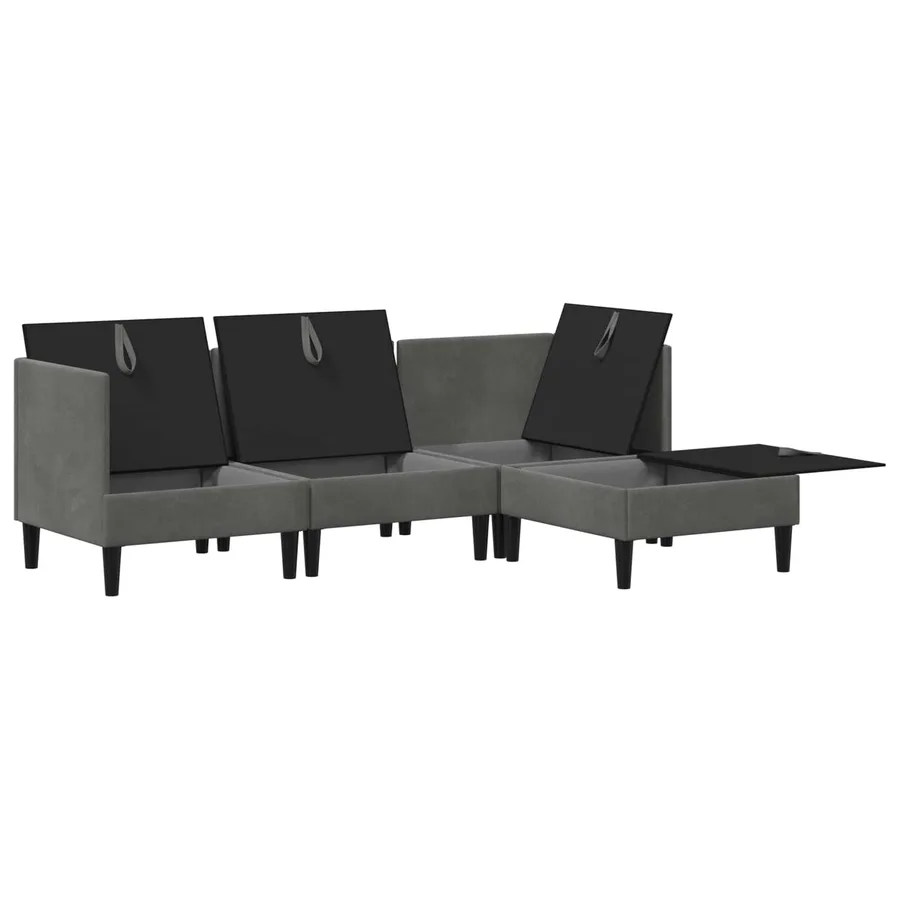 Ensemble de meubles pour le salon 4 pcs Gris foncé Velours - 4