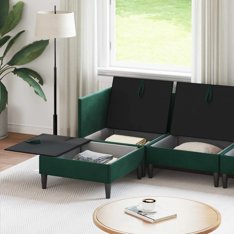 Ensemble de meubles pour le salon 6 pcs Vert foncé Velours - 3