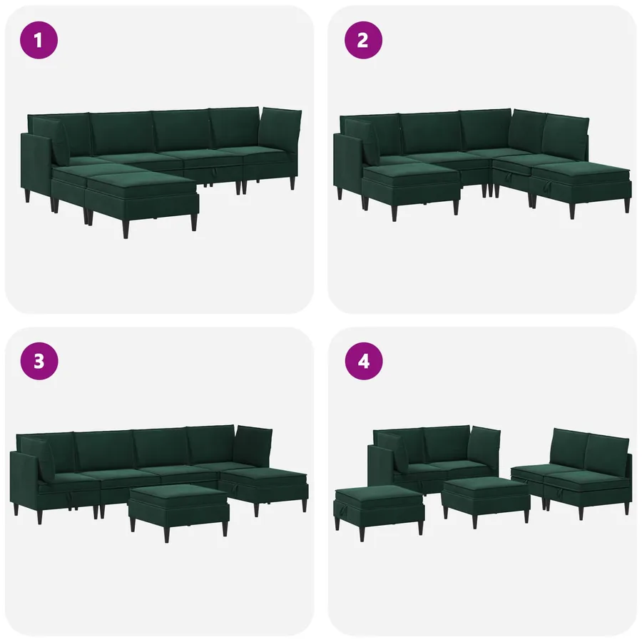 Ensemble de meubles pour le salon 6 pcs Vert foncé Velours - 9