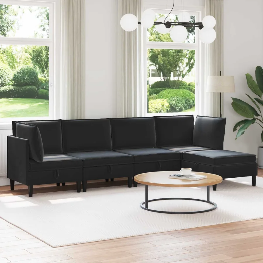 Ensemble de meubles pour le salon 5 pcs Noir Velours