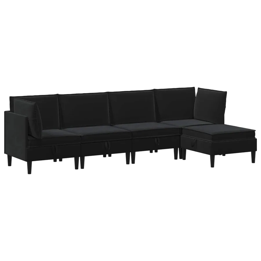 Ensemble de meubles pour le salon 5 pcs Noir Velours - 2