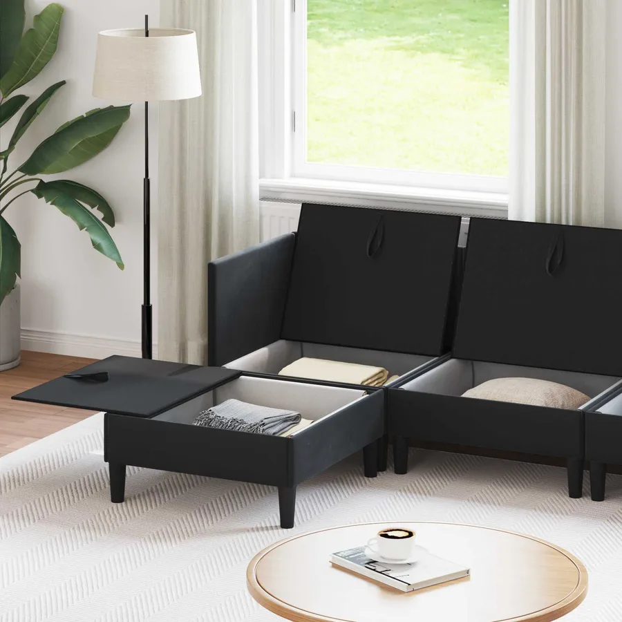 Ensemble de meubles pour le salon 5 pcs Noir Velours - 3