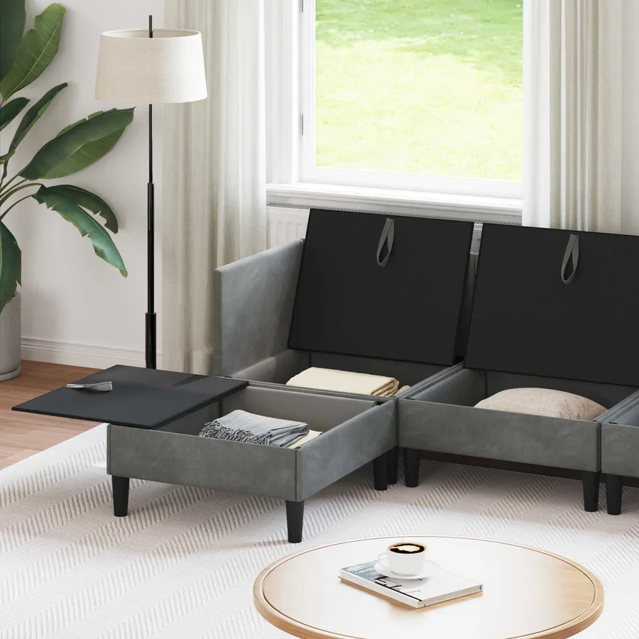 Ensemble de meubles pour le salon 6 pcs Gris foncé Velours - 3