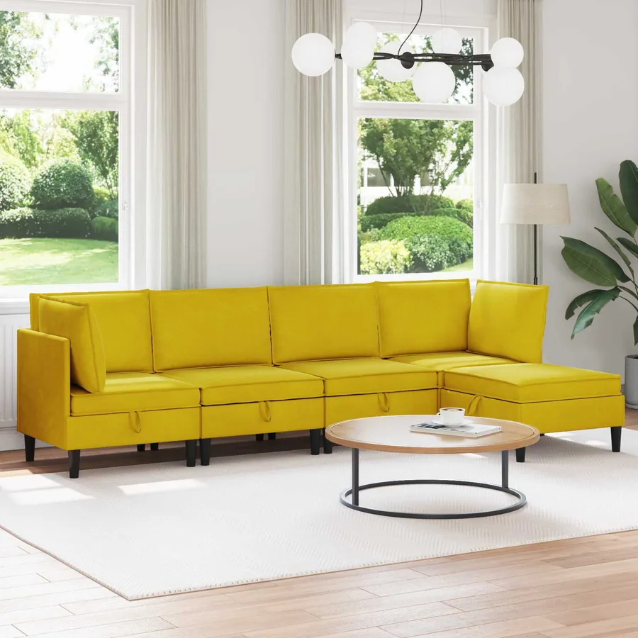 Ensemble de meubles pour le salon 5 pcs Jaune Velours