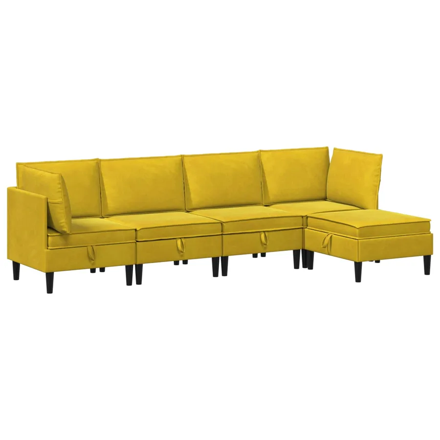 Ensemble de meubles pour le salon 5 pcs Jaune Velours - 2
