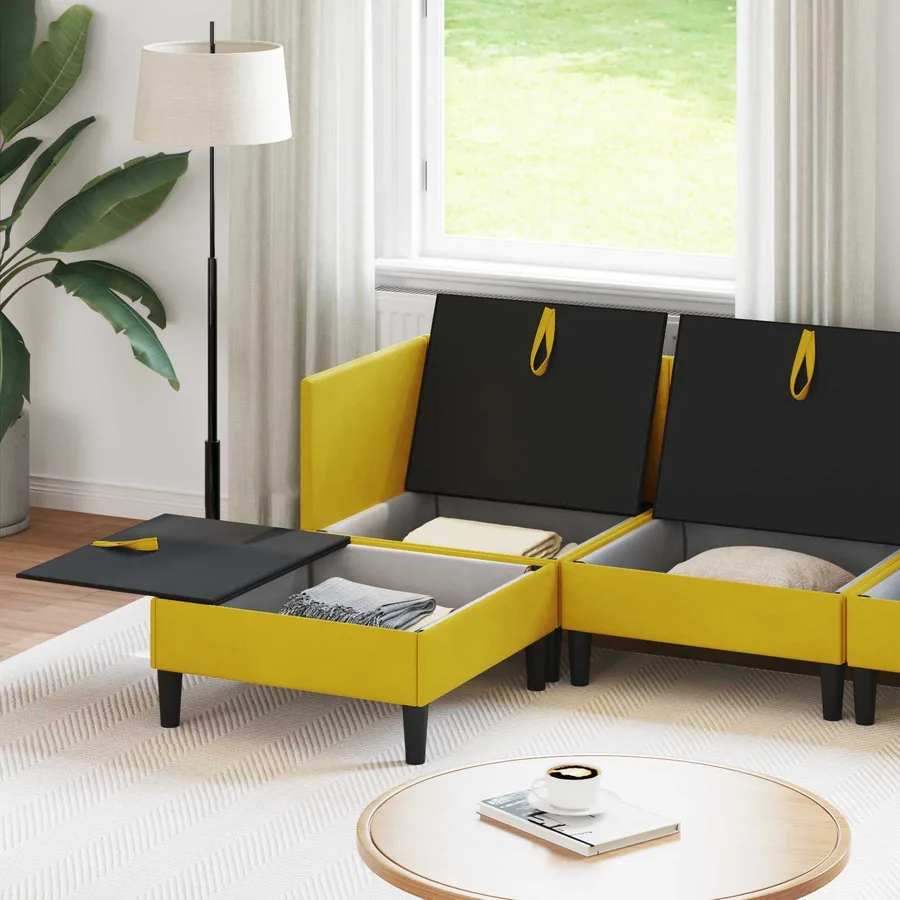 Ensemble de meubles pour le salon 5 pcs Jaune Velours - 3