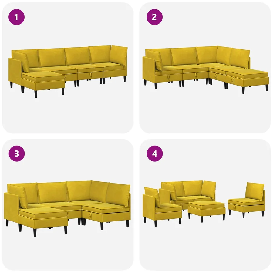 Ensemble de meubles pour le salon 5 pcs Jaune Velours - 9