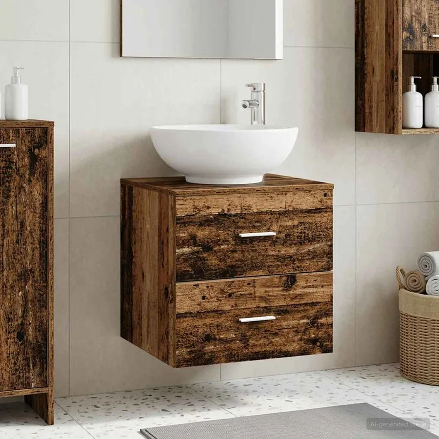 Vanité de lavabo mural Bois ancien 49,5 x 44,5 x 66,5 cm