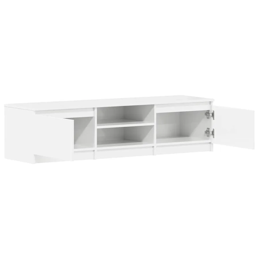 Meuble TV blanc brillant 140x40x35,5 cm bois d'ingénierie - 5