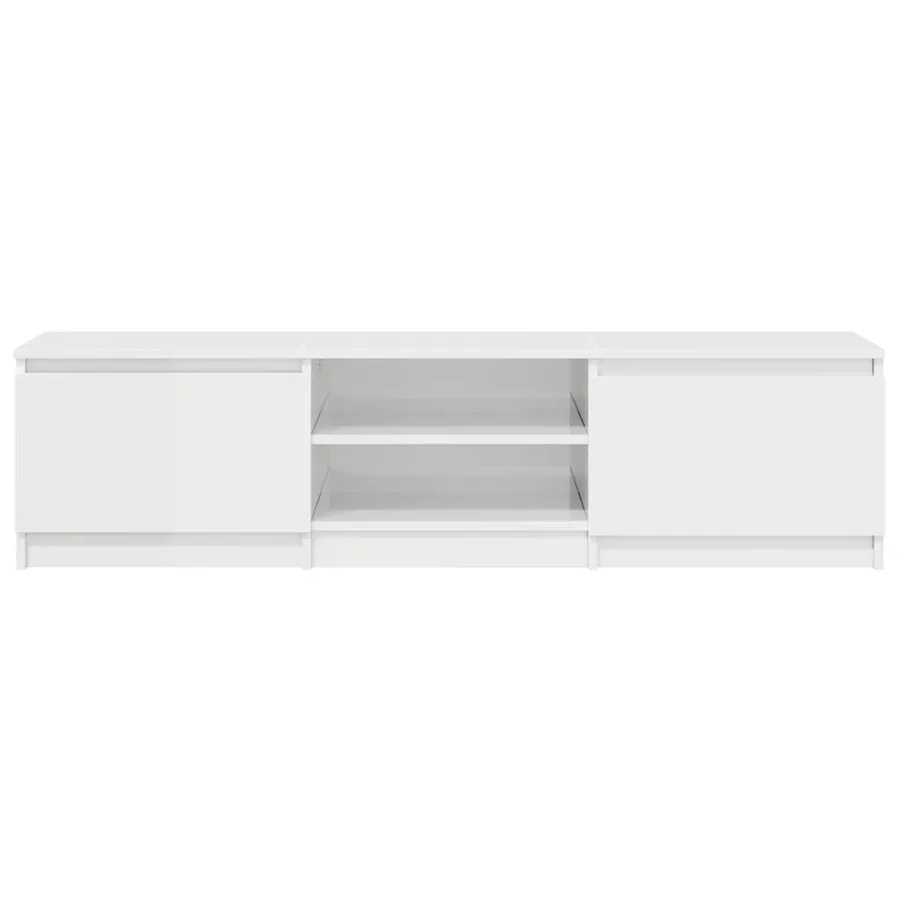 Meuble TV blanc brillant 140x40x35,5 cm bois d'ingénierie - 6