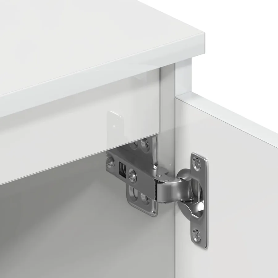 Meuble TV blanc brillant 140x40x35,5 cm bois d'ingénierie - 9