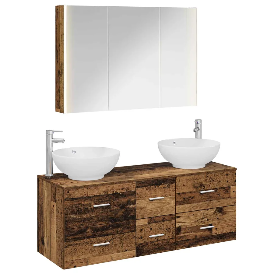Ensemble de mobilier de salle de bain 4 pcs Bois ancien - 2