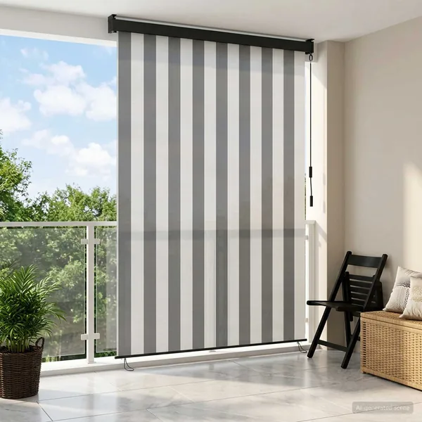Store enrouleur Anthracite et blanc 60 x 250 cm