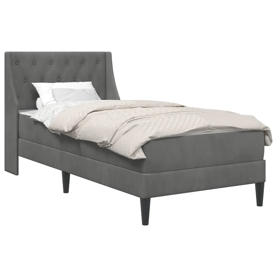 Cadre de lit avec matelas Gris foncé 90 x 190 cm Velours - 2