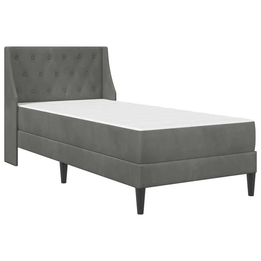 Cadre de lit avec matelas Gris foncé 90 x 190 cm Velours - 3