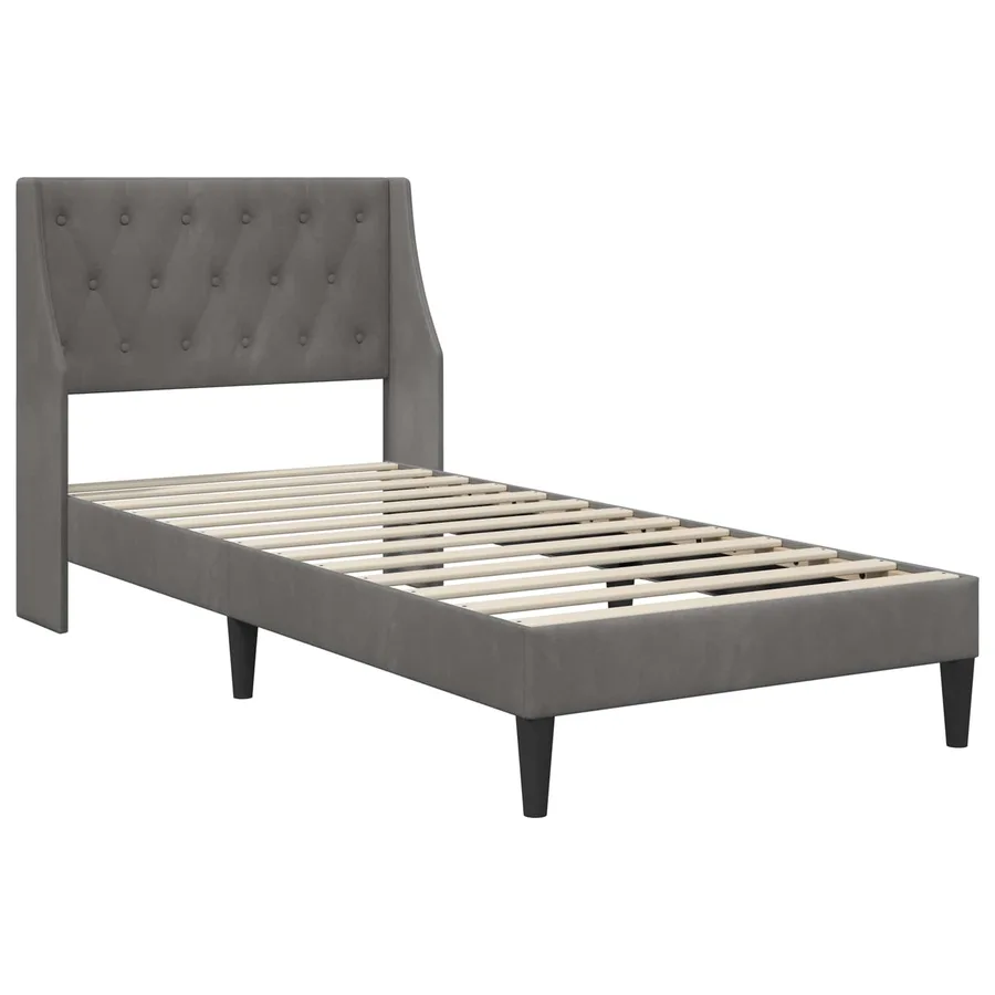Cadre de lit avec matelas Gris foncé 90 x 190 cm Velours - 4