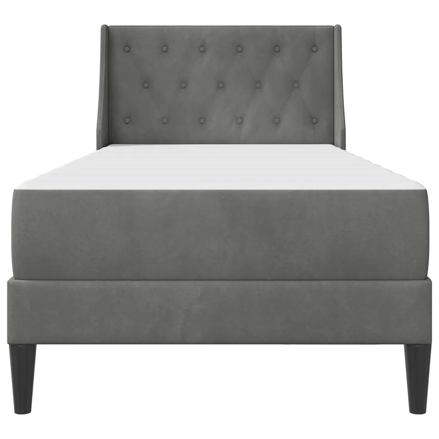 Cadre de lit avec matelas Gris foncé 90 x 190 cm Velours - 6