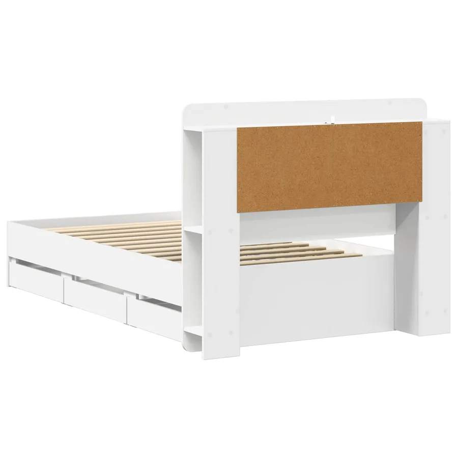 Cadre de lit avec rangement Blanc 90 x 190 cm Bois d'ingénierie - 6