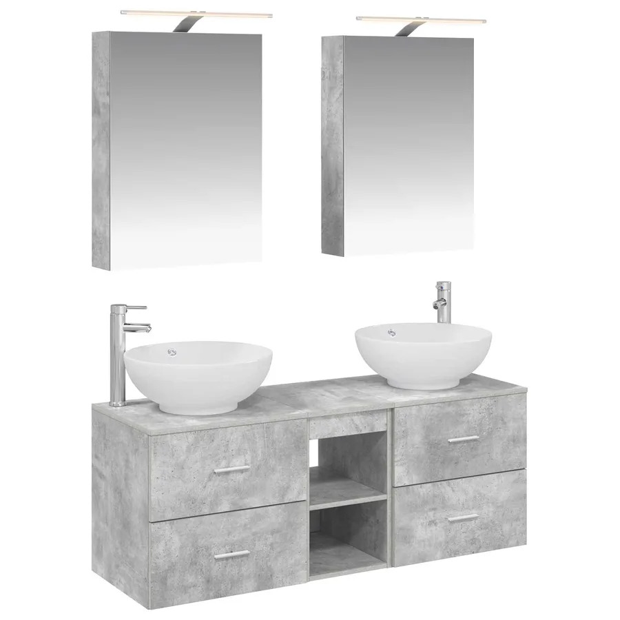 Ensemble de mobilier de salle de bain 5 pcs Gris béton - 2
