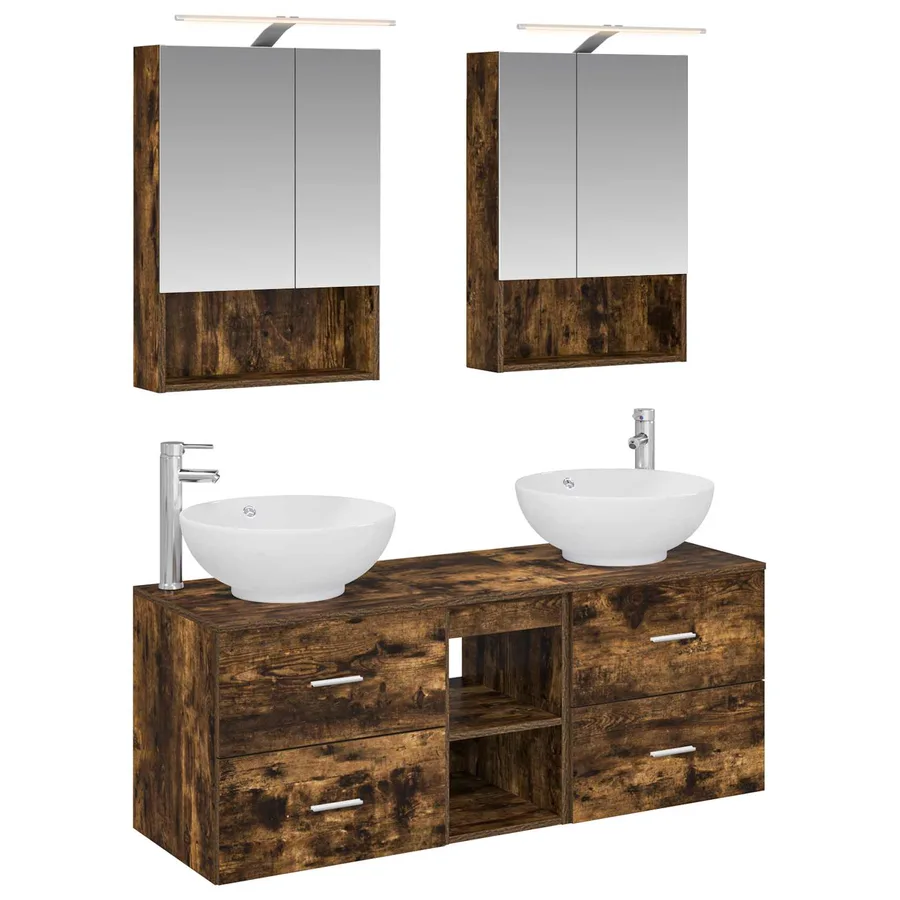 Ensemble de mobilier de salle de bain 5 pcs Chêne fumé - 2