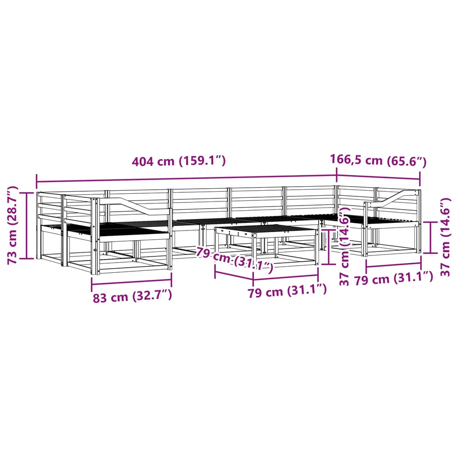 Ensemble de canapés d'extérieur 8 pcs Naturel - 10