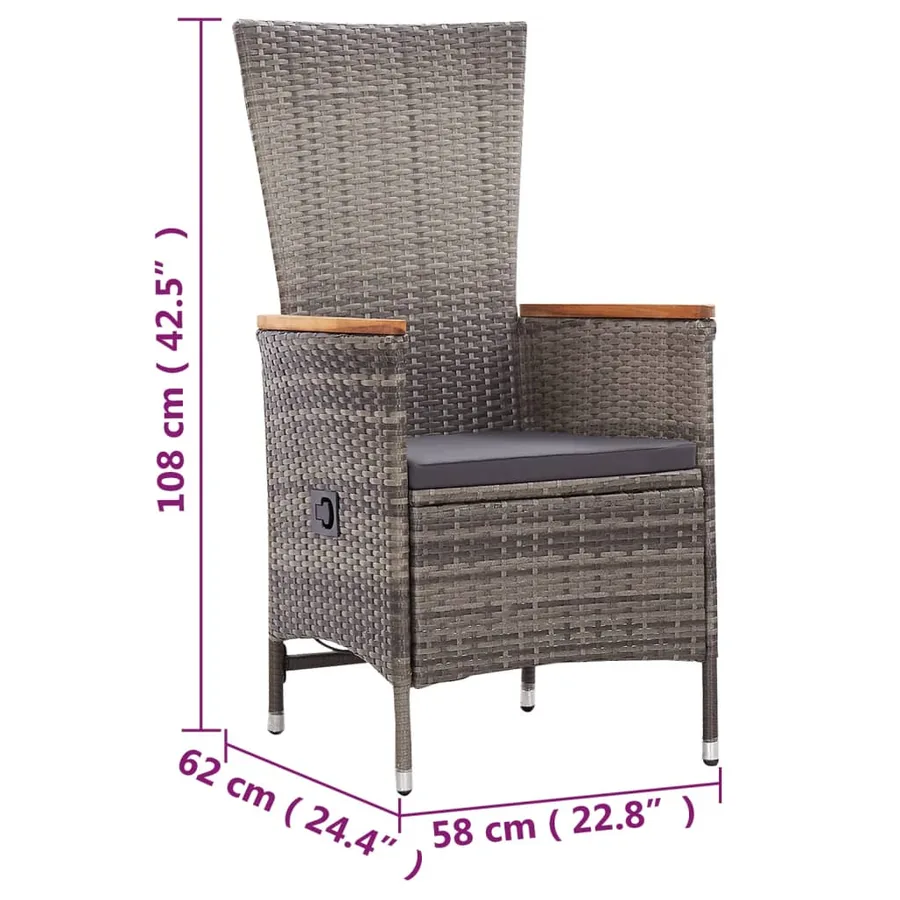 Ensemble à manger de jardin 5 pcs Gris - 11