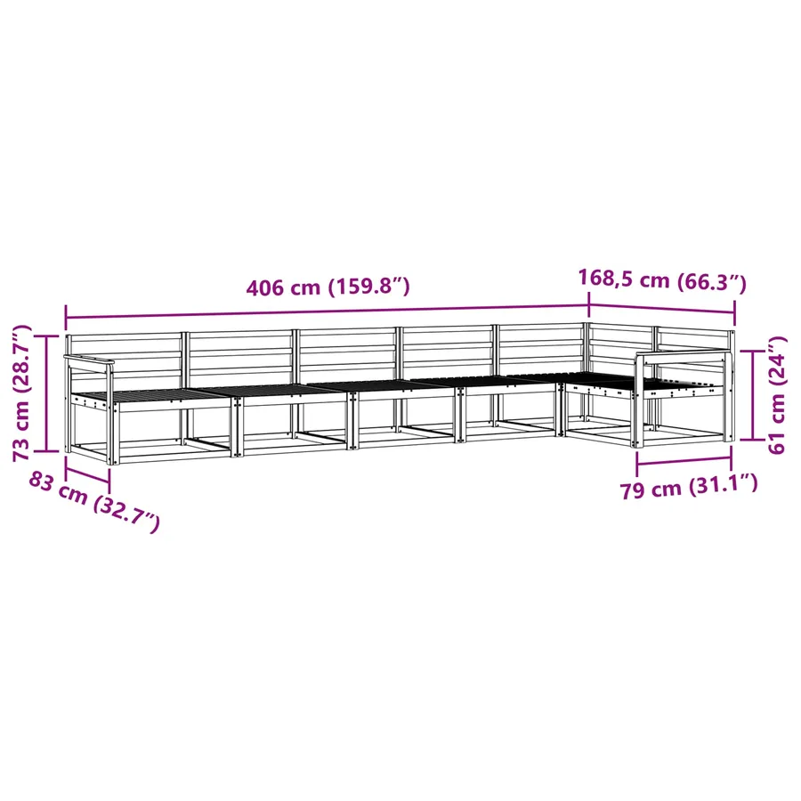 Ensemble de canapés d'extérieur 6 pcs Naturel - 7