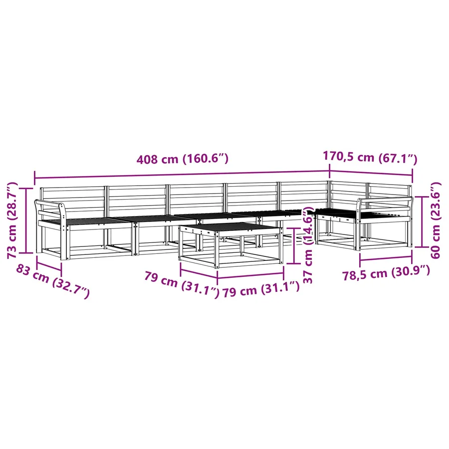 Ensemble de canapés d'extérieur 7 pcs Naturel - 10