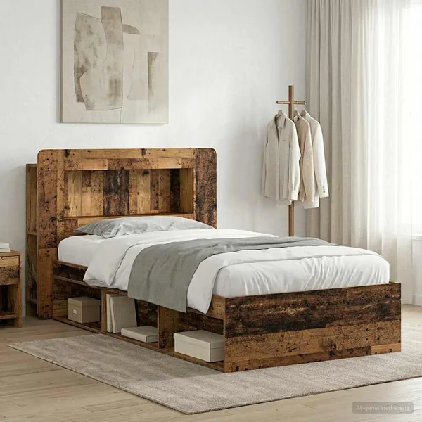 Cadre de lit avec rangement Bois ancien 100 x 200 cm