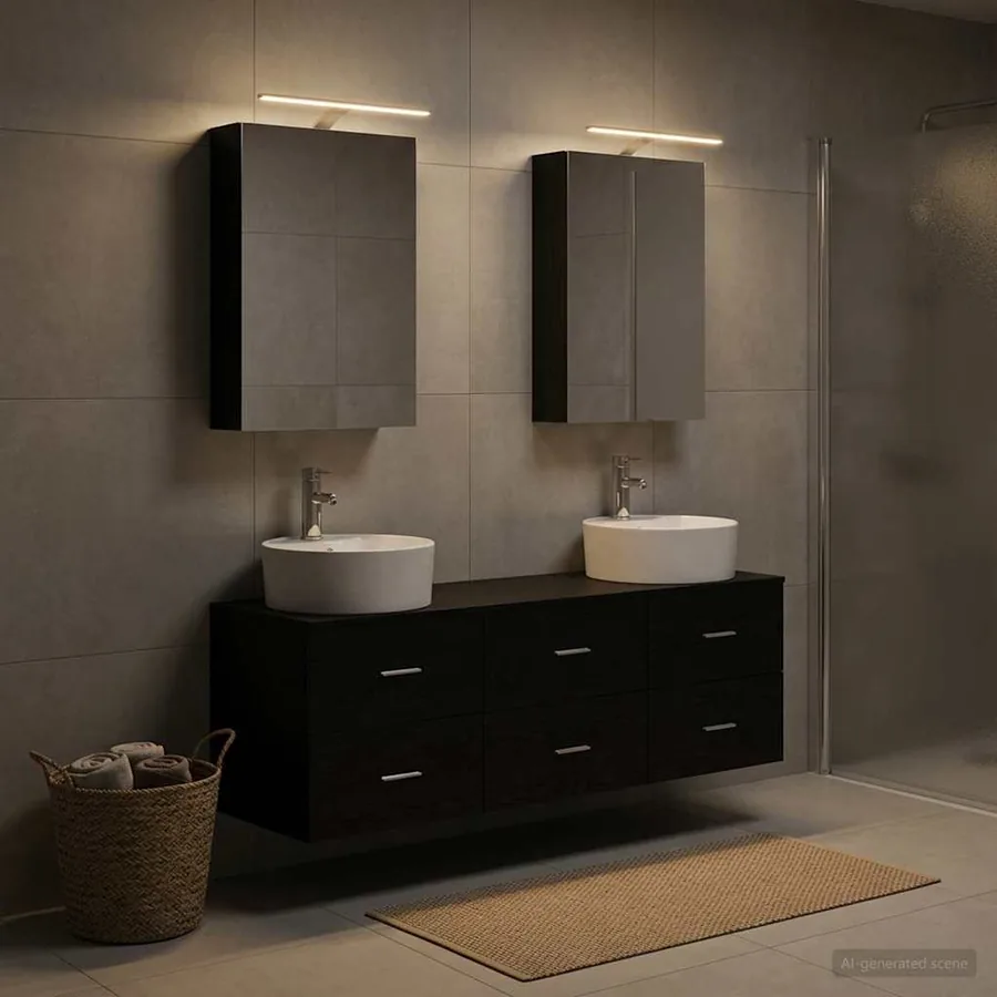 Ensemble de mobilier de salle de bain 5 pcs Chêne noir