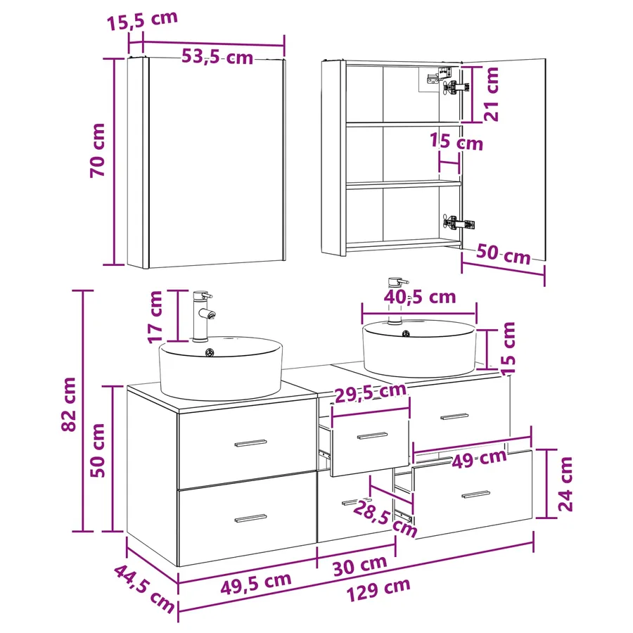 Ensemble de mobilier de salle de bain 5 pcs Chêne noir - 13