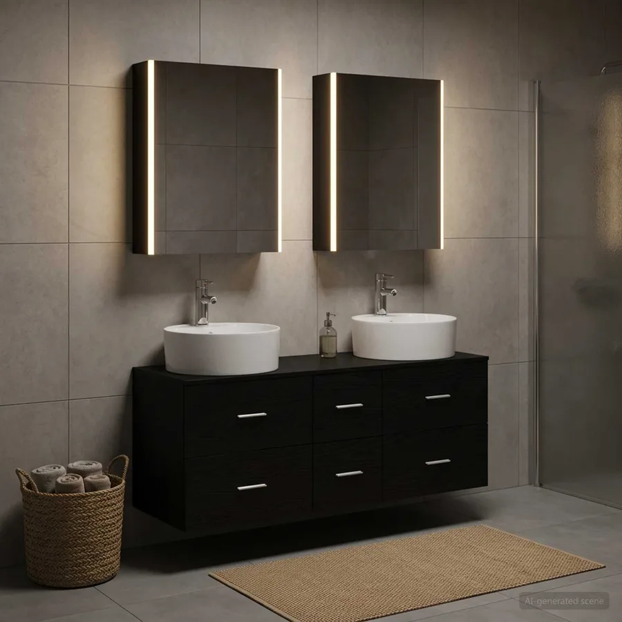 Ensemble de mobilier de salle de bain 5 pcs Chêne noir - 4