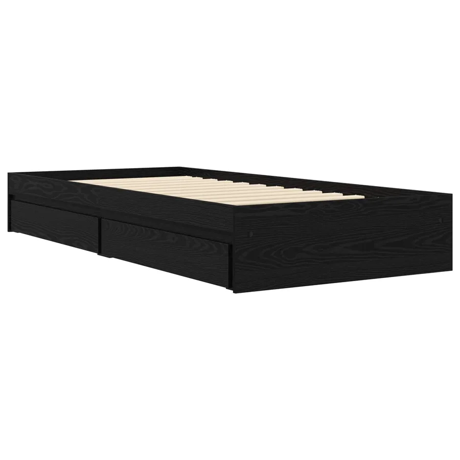 Cadre de lit avec rangement avec tiroir Chêne noir 80 x 200 cm - 2