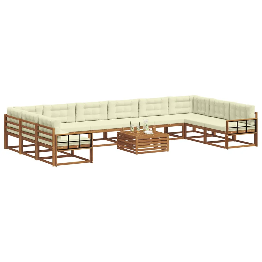 Ensemble de canapés d'extérieur 11 pcs Naturel et Crème - 3
