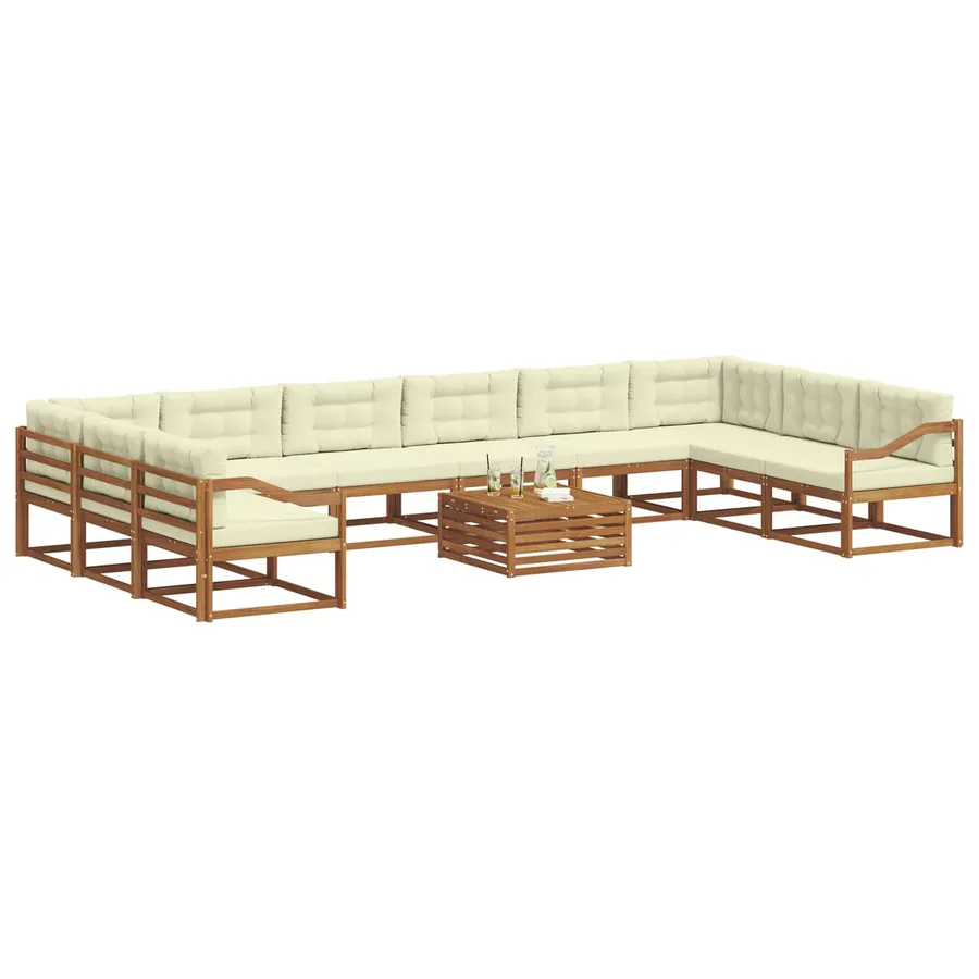 Ensemble de canapés d'extérieur 11 pcs Naturel et Crème - 3