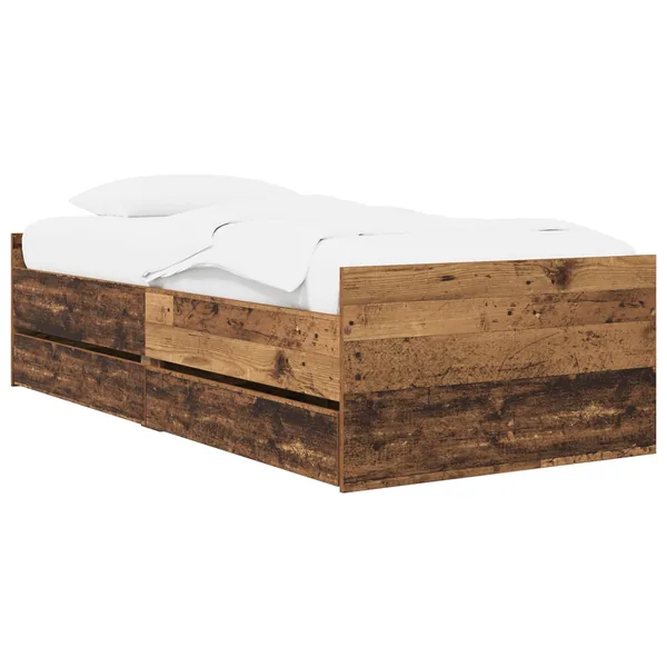 Cadre de lit avec rangement Bois ancien 80 x 200 cm