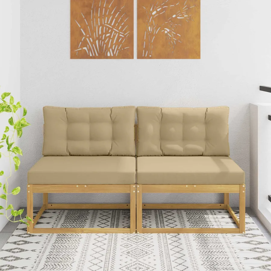 2 Pièce Sofa de milieu extérieur Polyester Blanc