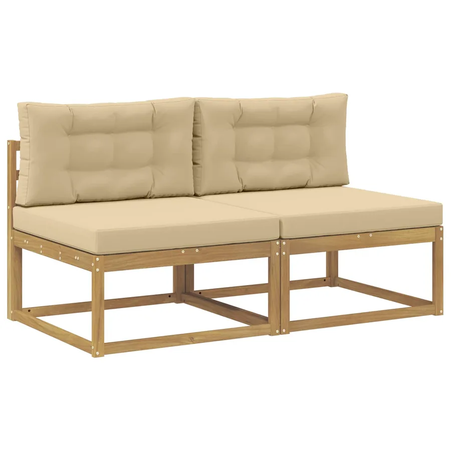 2 Pièce Sofa de milieu extérieur Polyester Blanc - 2
