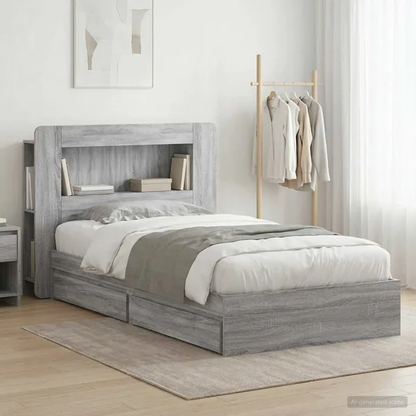 Cadre de lit avec rangement Sonoma gris 100 x 200 cm