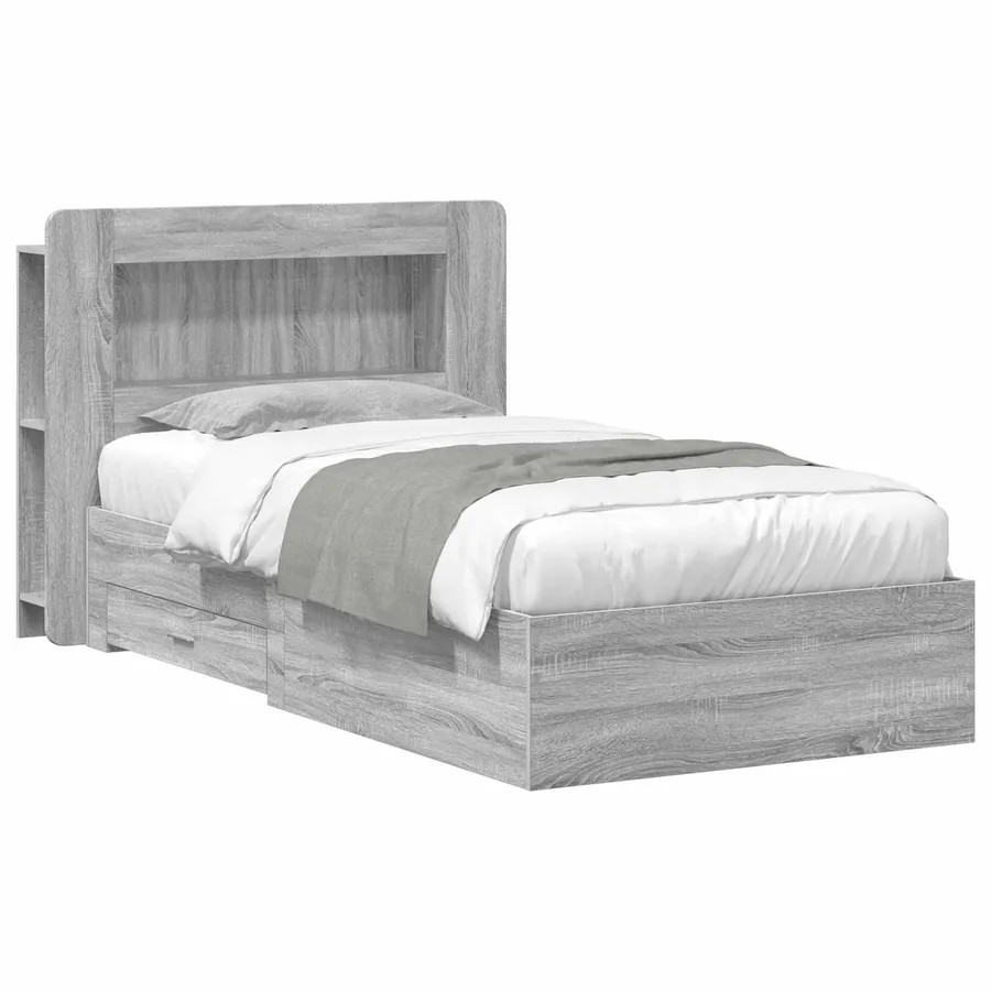 Cadre de lit avec rangement Sonoma gris 90 x 200 cm