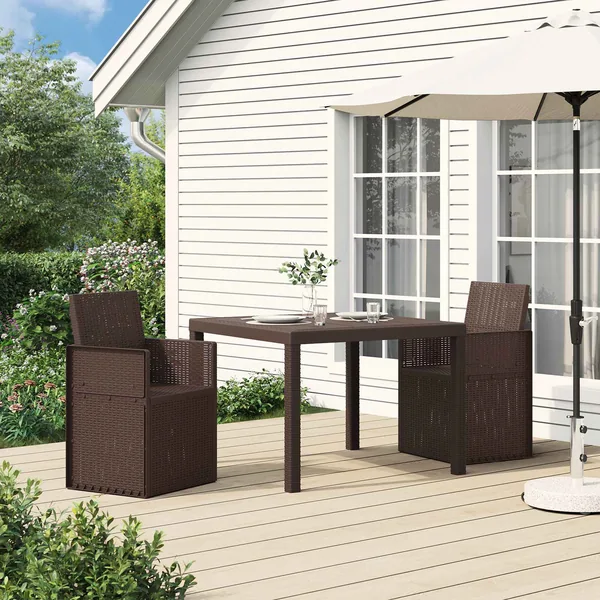 Chaises de jardin salle à manger 2 pcs Marron PP