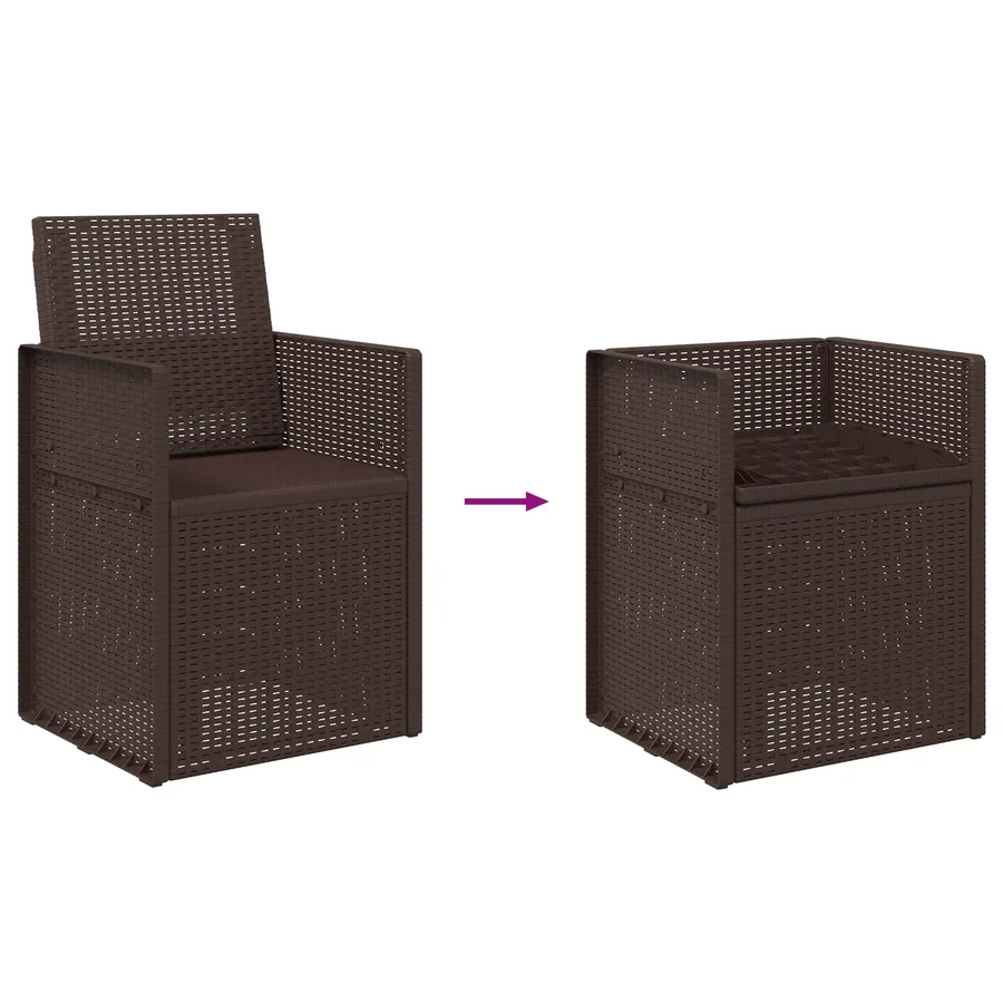 Chaises de jardin salle à manger 2 pcs Marron PP - 9