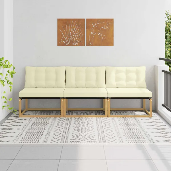 Sofa de milieu extérieur Bois d'acacia massif et Textilène