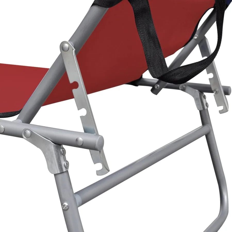 Chaise longue pliable avec auvent acier et tissu noir - 12