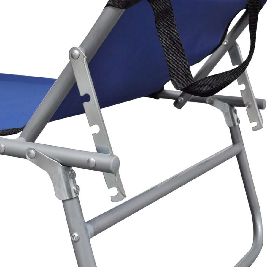 Chaise longue pliable avec auvent acier et tissu noir - 18
